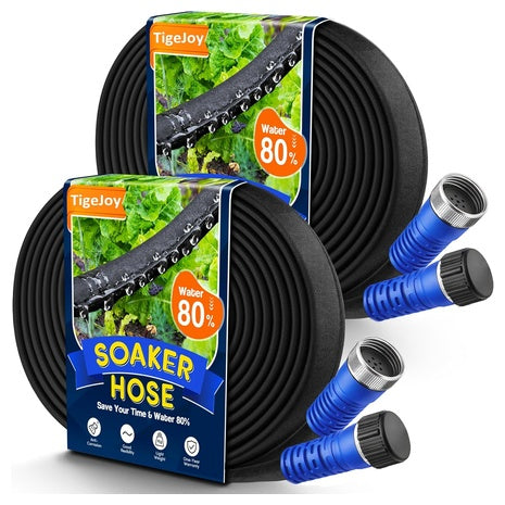 2-Count 100ft Heavy Duty Flexible Leakproof Flat Soaker Hose