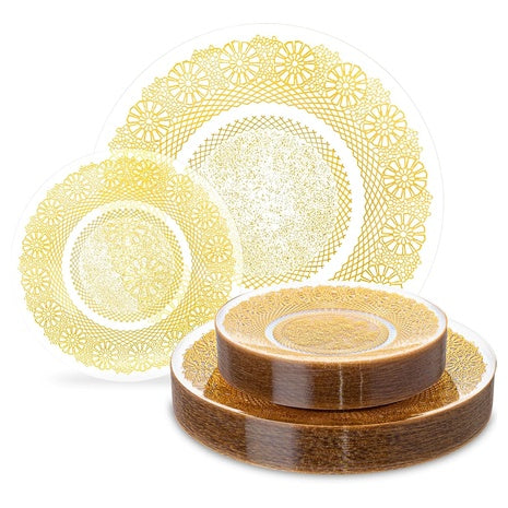 120 Clear & Gold Disposable Plates