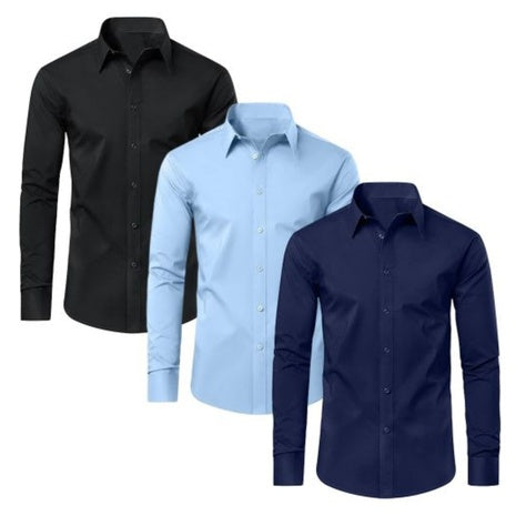 3-Pack Men's Long Sleeve Slim-Fit Design Dress Shirts (Various)