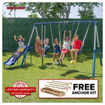Little Kids Metal Swing Set with Slide & Glider