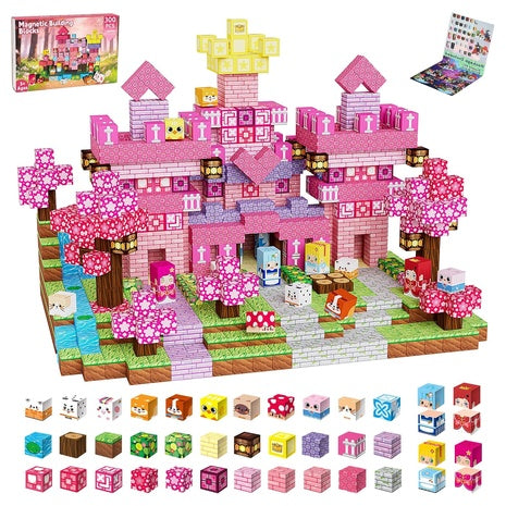 100 Magnetic Building Blocks Cherry Blossom Forest Set