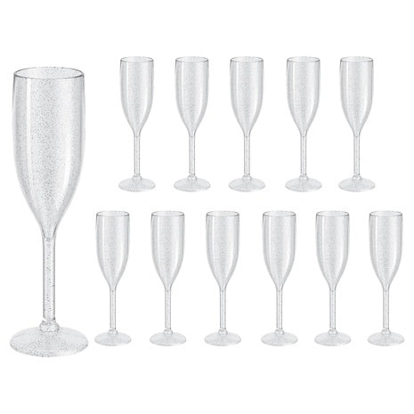 12 Plastic Champagne Flutes