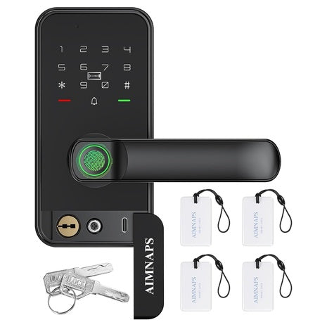 Smart Fingerprint Knob Keyless Entry Door Lock With Handle, Key