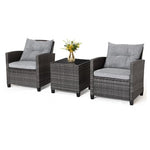 Gymax 3-Piece Patio Rattan Sofa Set W/ Glass Tabletop