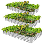 3-Pack 6x3x1ft Galvanized Metal Raised Garden Bed
