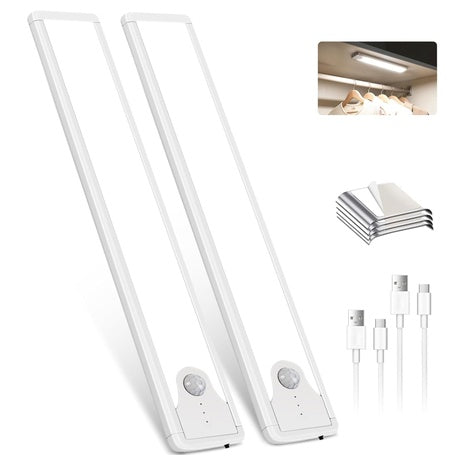 2-Pack 8" 41 LED 6500K 1100mAh Rechargeable Motion Sensor Light