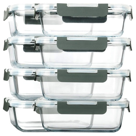 8-Pack Glass Airtight Food Storage Containers (30 Oz)