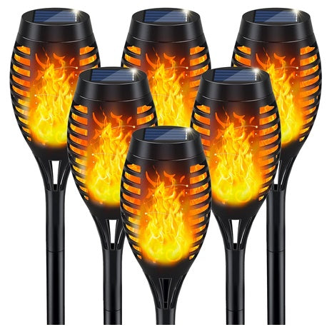 6-Pack Solar Flickering Flame Torch Lights