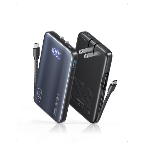 INIU 10000mAh 45W Ultra Slim  Portable Charger with Built-in AC Wall Plug