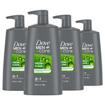 4 Dove Men+Care Fresh & Clean 2-in-1 Shampoo & Conditioner Bottles