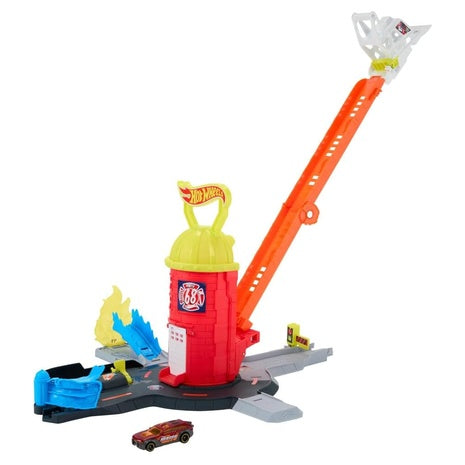 Hot Wheels City Super Fire Station Rescue Track Toy Car Playset