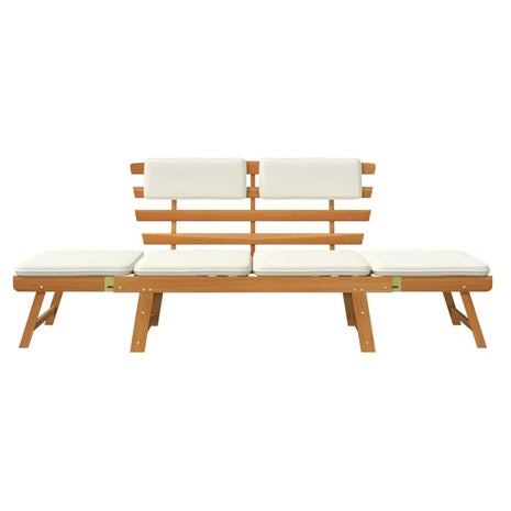 2-in-1 Solid Wood Acacia Bench Day Sofa Bed With Cushions