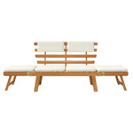 2-in-1 Solid Wood Acacia Bench Day Sofa Bed With Cushions