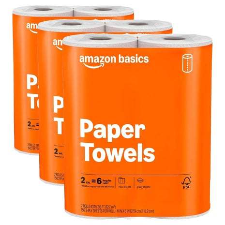 6 XXL Rolls (=20 Reg) Amazon Basics Paper Towels