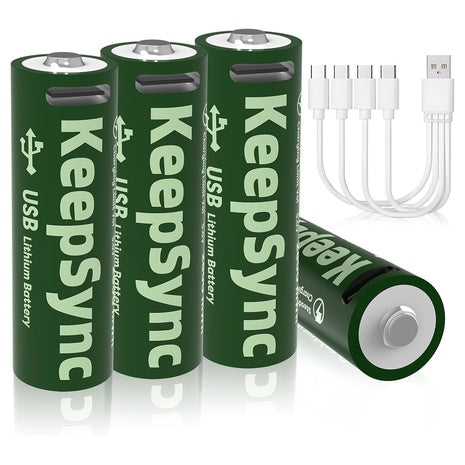 4-Pack KeepSync Rechargeable Lithium AA Batteries