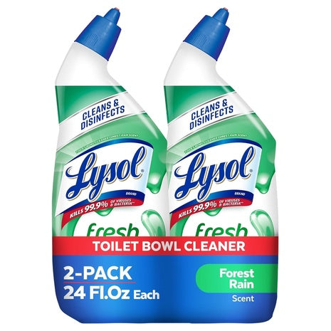 2 Lysol Toilet Bowl Forest Rain Cleaner Gel