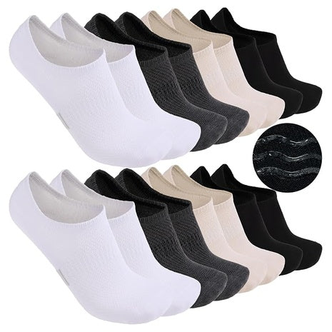 8 Pairs No-Show Non-Slip Socks