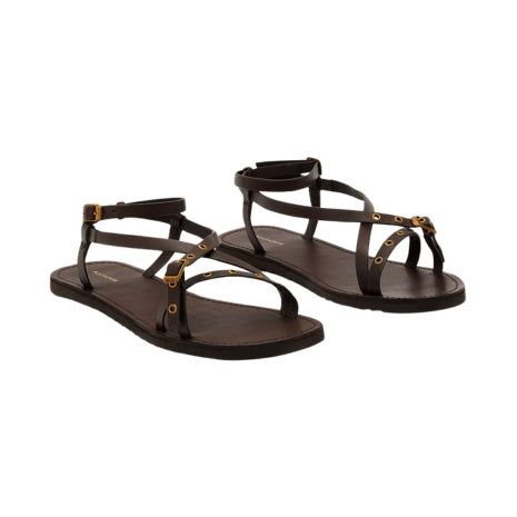 Tyla Eyelet Leather Buckle Sandals