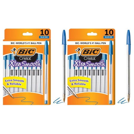 20 BIC Cristal Xtra Smooth Blue Ballpoint Pens
