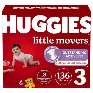 136 Huggies Little Movers Size 3 Diapers