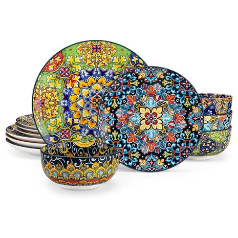 12-Piece Vancasso Bohemian Ceramic Dinnerware Set