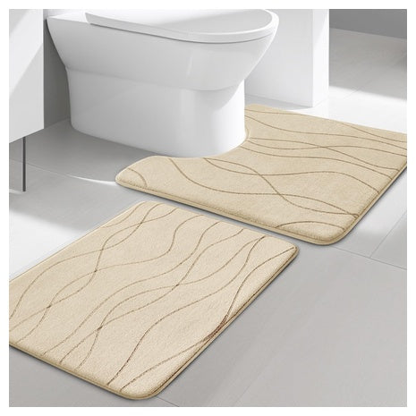 2 Piece Memory Foam Bathroom Rug Set