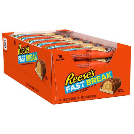 18 Bars Of Reese's Fast Break Peanut Butter Nougat Candy (OU-D)