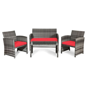 4 Piece Patio Rattan Conversation Set