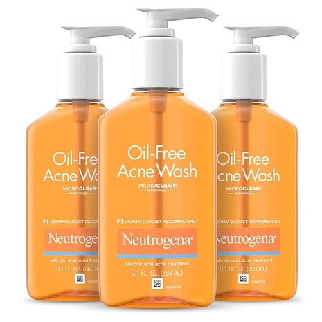 3-Pack Neutrogena Oil-Free Acne Face Wash (9.1oz)