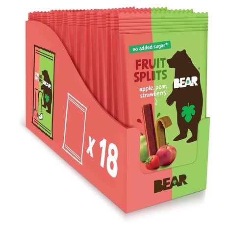 18-Pack Of Bear Apple & Strawberry Real Fruit Snack Splits (KLBD, 0.7 oz)