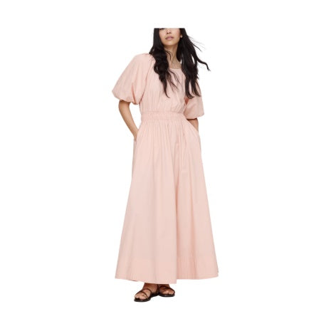 Cotton Poplin Puff-Sleeve Maxi Dress