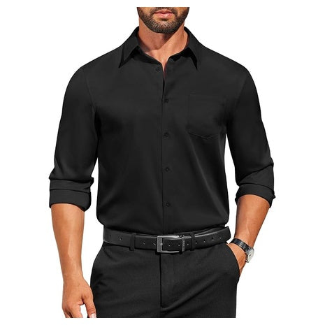 Men's Long Sleeve Casual Button Down Regular Fit Formal Shirt (2 Colors)