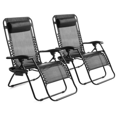 2 Zero Gravity Lounge Chairs with Drink Trays
