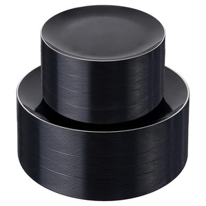 100 Black & Silver Disposable Plates