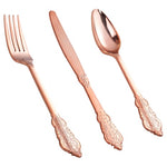 600 Piece Rose Gold Plastic Silverware Sets