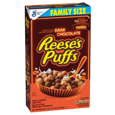 Family Size Box Reese's Puffs Dark Chocolate Cereal