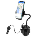 4-Port USB Car Charger with Adjustable Cup Holder Phone Mount
