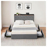 Full Size Bed Frame w/ 4 Drawers & Charging Station