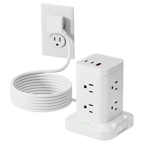11-in-1 Power Strip Tower with Surge Protector and USB-C Ports
