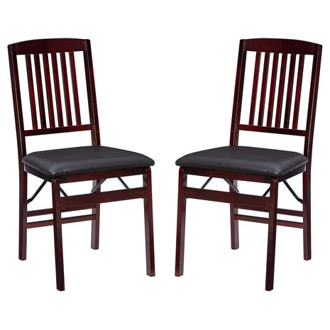 2 Espresso Wood Folding Chairs