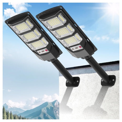 2-Pack 6500K Motion Sensor Solar Street Lights (144-Beads)