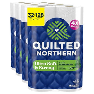 32 Mega Rolls (=128 Reg) Quilted Northern Ultra Soft & Strong Toilet Paper