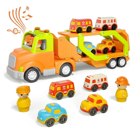 5-in-1 Transport Truck Toy with Lights & Sounds