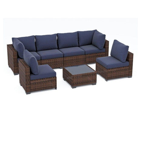 7-Piece JUSKYS Brown Wicker Outdoor Patio Sectional Sofa