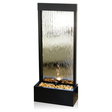 48" Alpine Corporation Mirror Waterfall Fountain W/ Stones & Lights