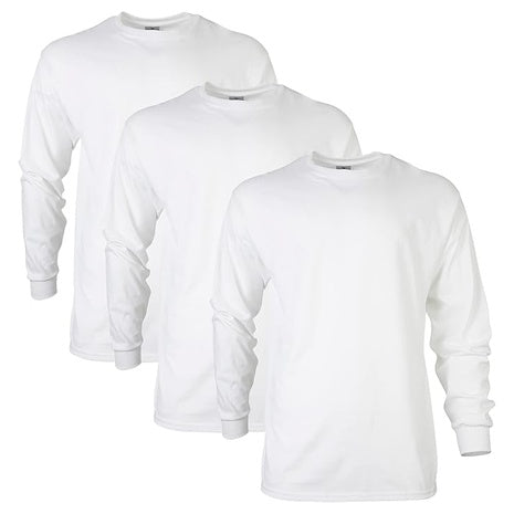 3 Gildan Ultra Cotton Long Sleeve T-Shirts