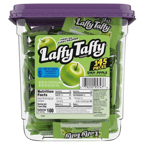145 Pieces of Laffy Taffy Candy, Sour Apple Flavor