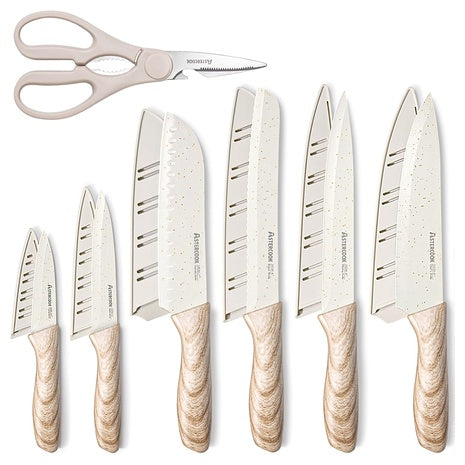 Astercook 13 Piece Ceramic Coated Stainless Steel Knife Set
