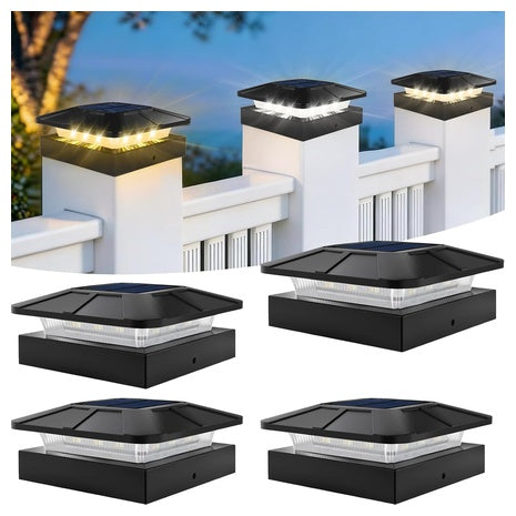 4-Pack Waterproof LED Solar Post Cap Lights ( 4x4 )