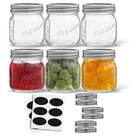 6-Pack 8 oz JoyJolt Mason Jars With Lids